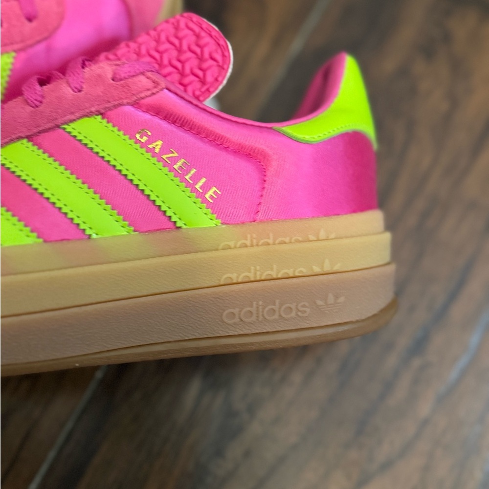adidas Gazelle Pink & Neon Green Sneakers - Picture 7 of 10